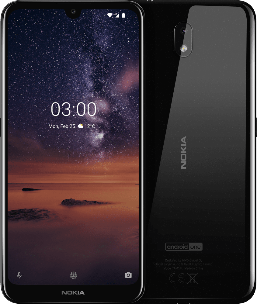 Enlarge Черен Nokia 3.2 from Front and Back