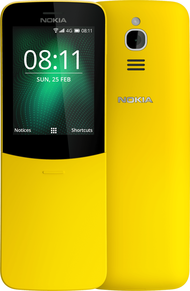 Enlarge 黄色 Nokia 8110 4G from Front and Back