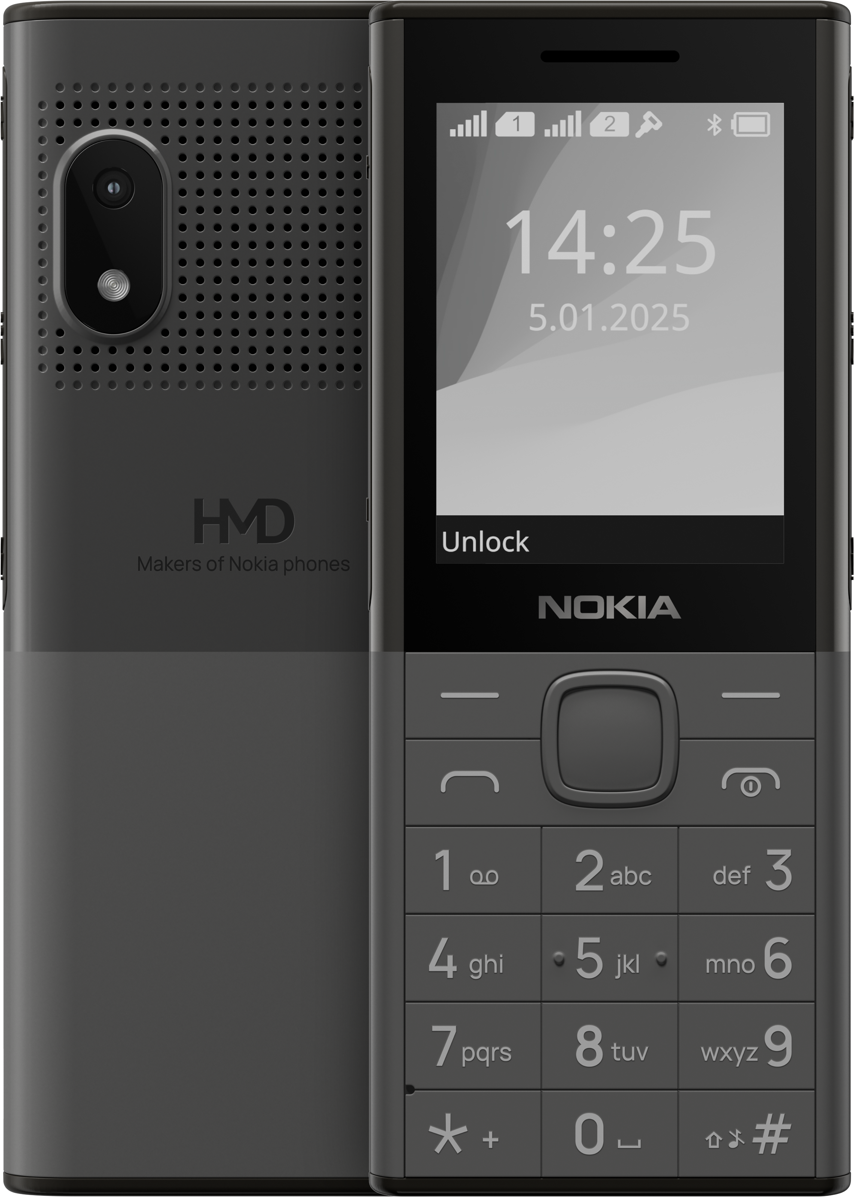 Dark Grey Nokia 150 Music from Front and Back