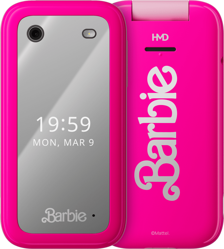 Förstora Power Pink HMD Barbie™ Phone från Fram- och baksida