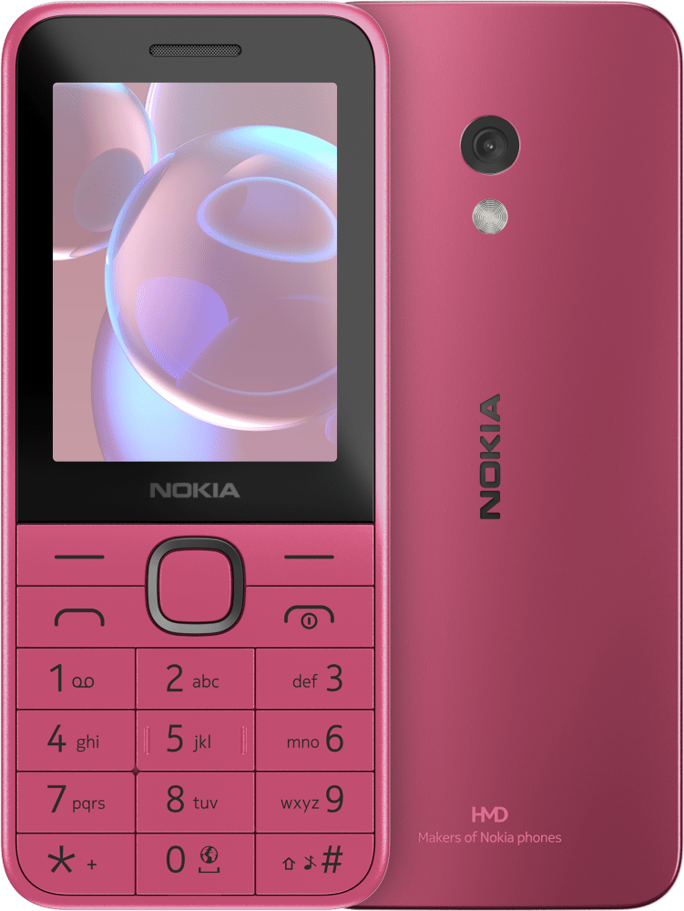 Ampliar Nokia 225 4G (2024) Rosa desde Frontal y trasera