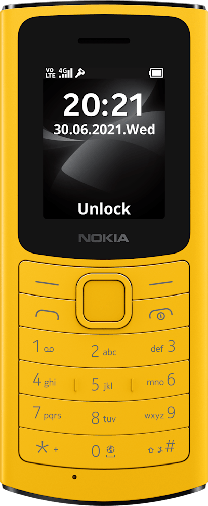 Yellow Nokia 110 4G from Front