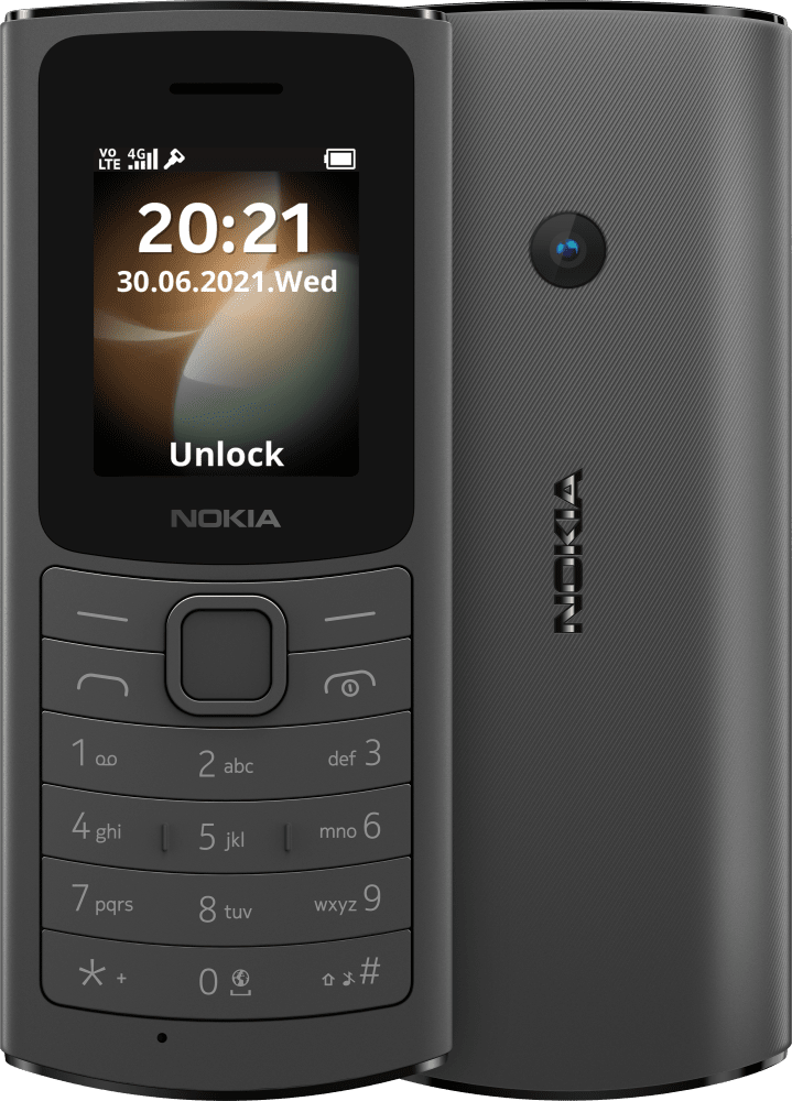Enlarge Charcoal Nokia 110 4G (2021) from Front and Back