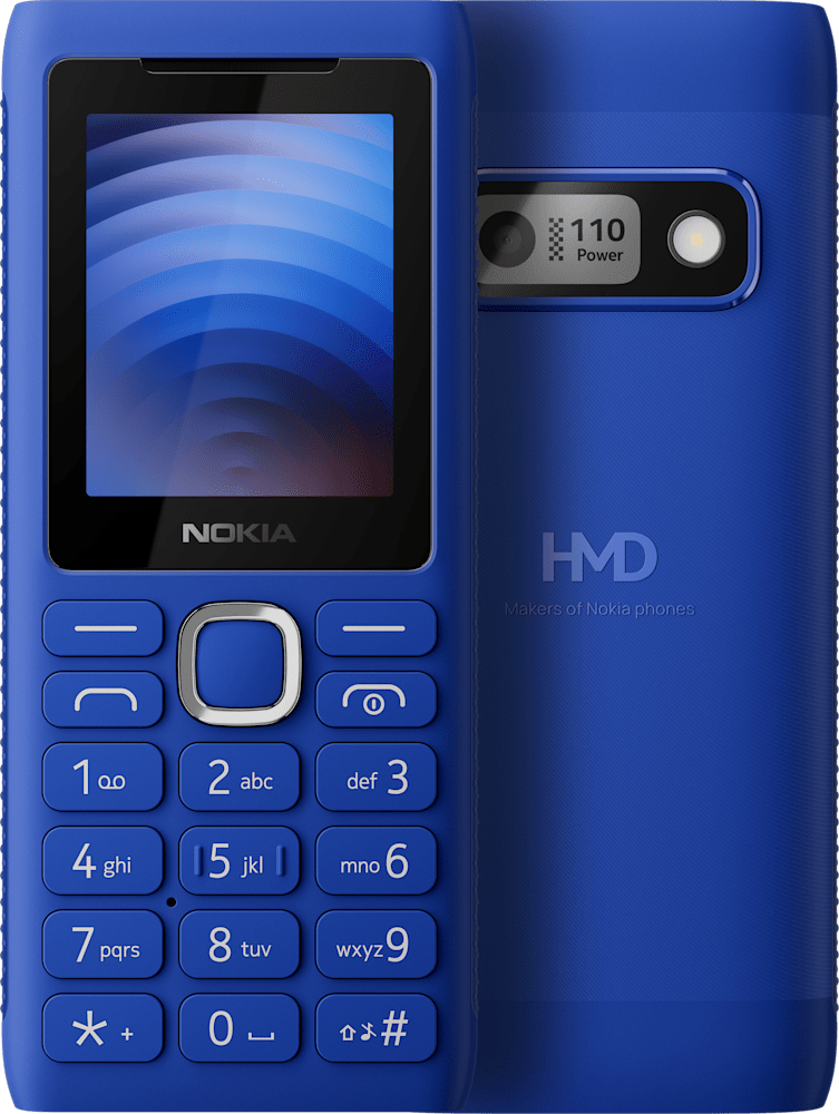 Blue Nokia 110 Power from Front and Back