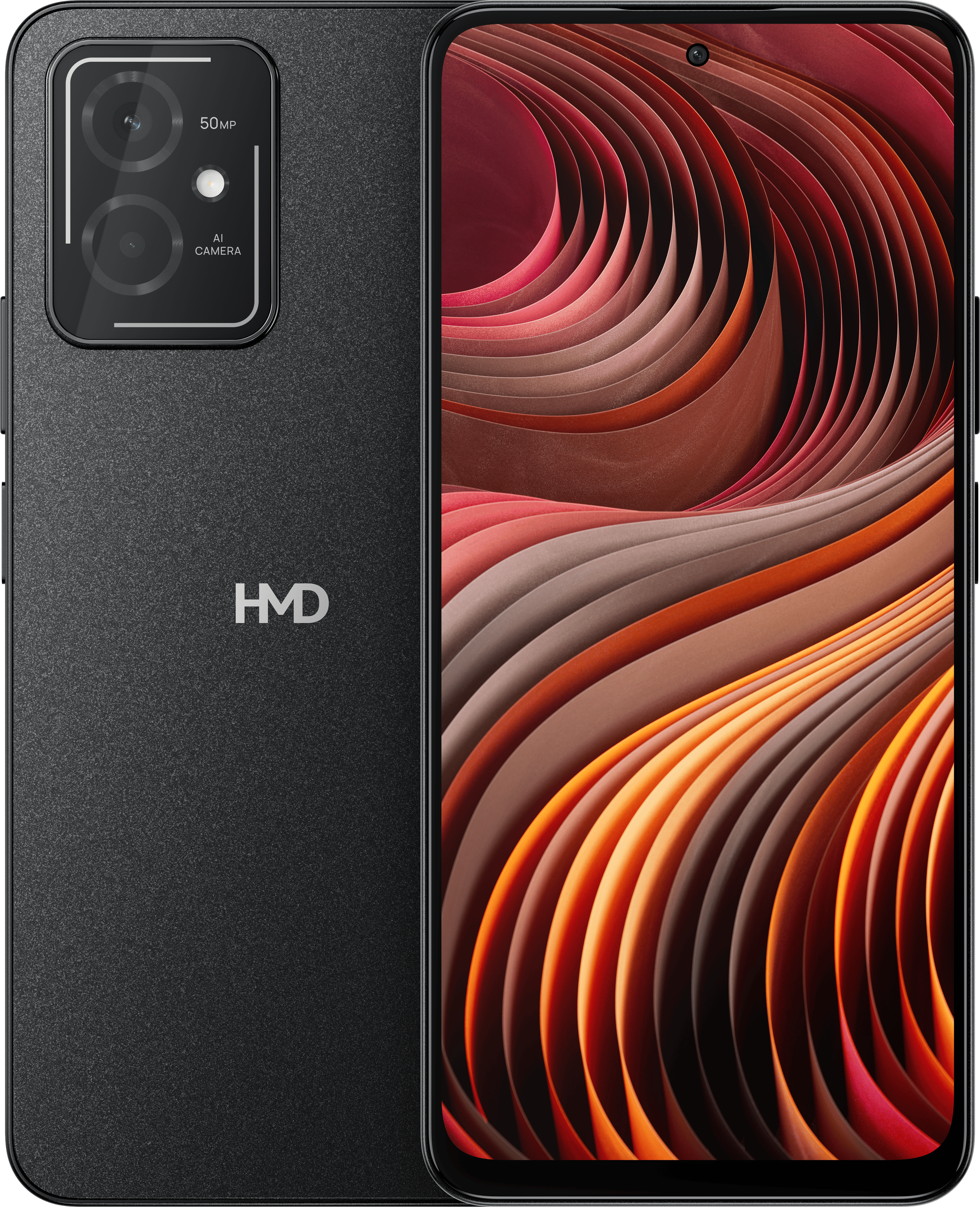 Black HMD Vibe 5G from Front and Back