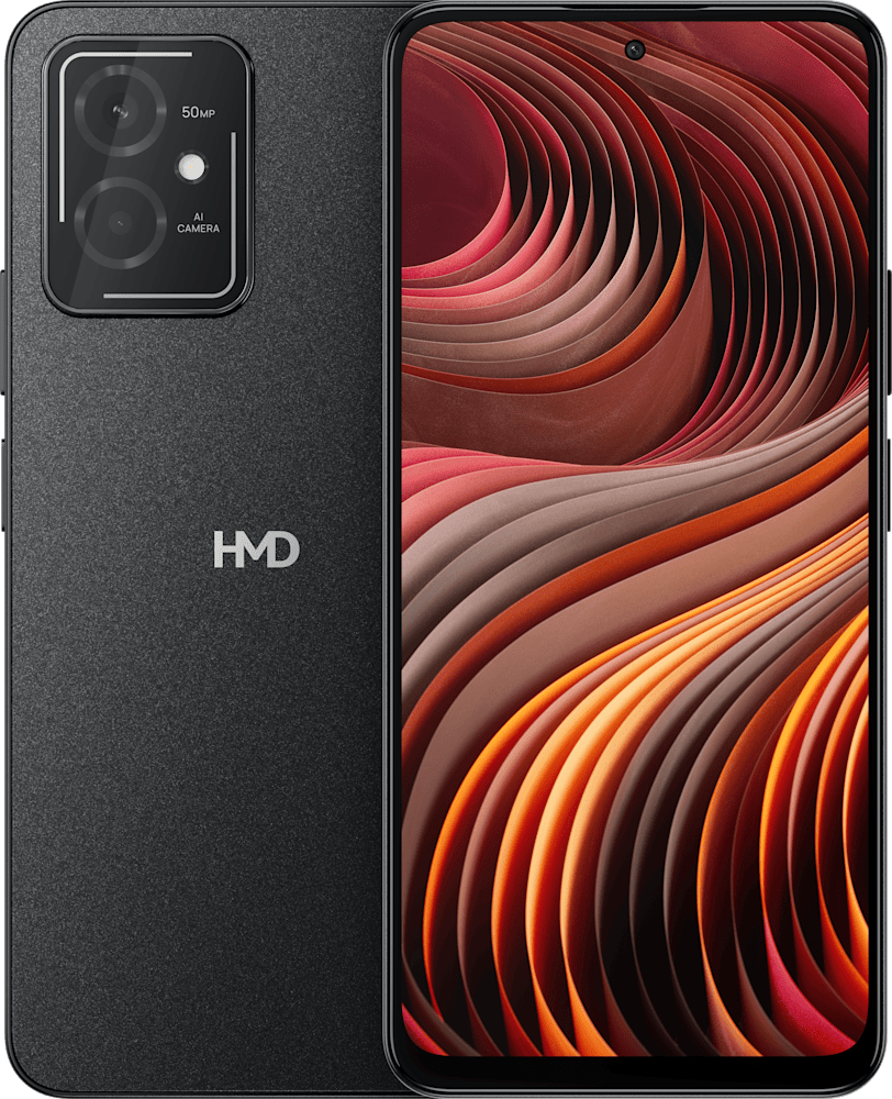 Black HMD Vibe 5G from Front and Back