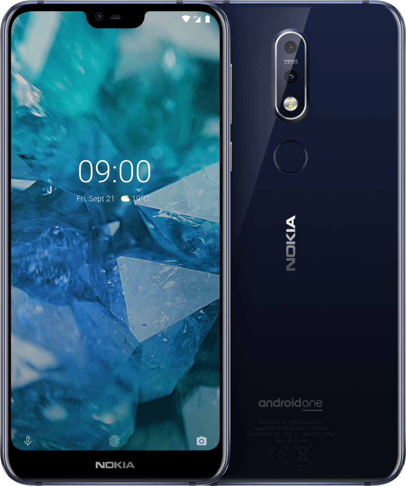 Enlarge أزرق Nokia 7.1 from Front and Back