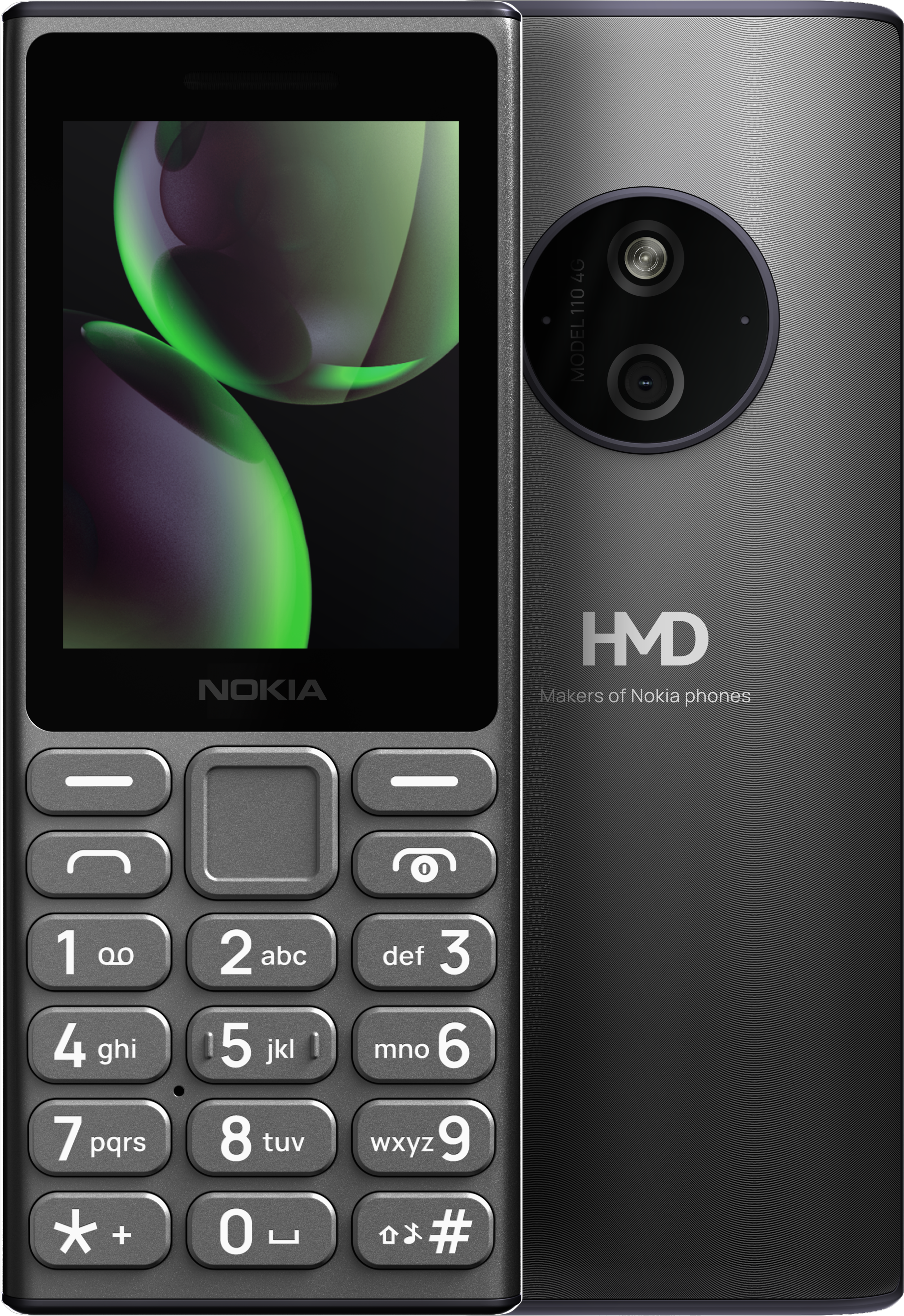Titanium Nokia 110 4G (2024) desde Frontal y trasera
