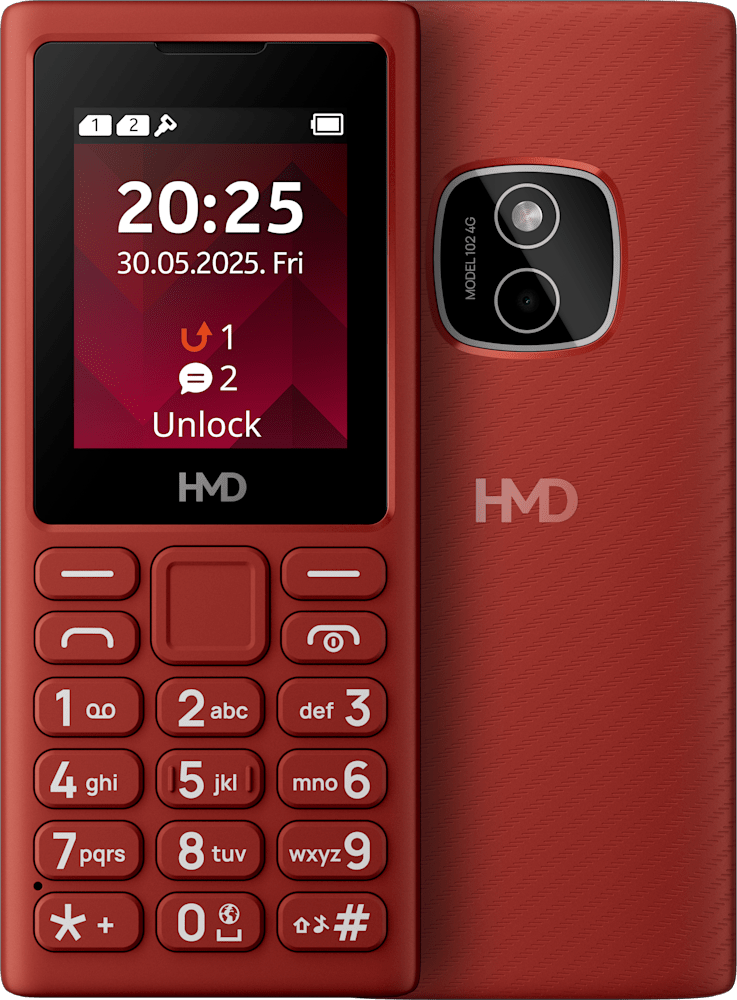 Red HMD 102 4G Dual Sim  from Front and Back