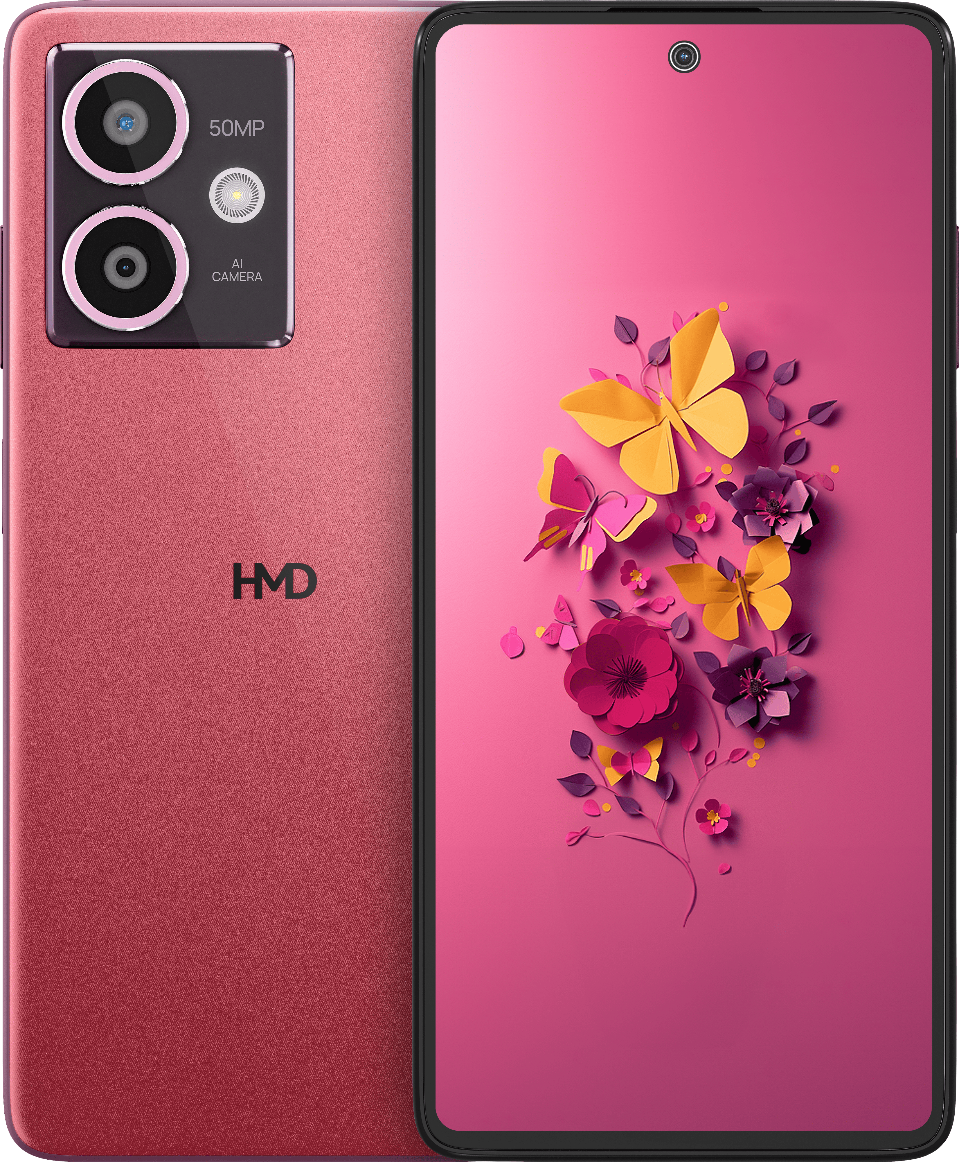 Royal Pink HMD Crest 5G from Front and Back