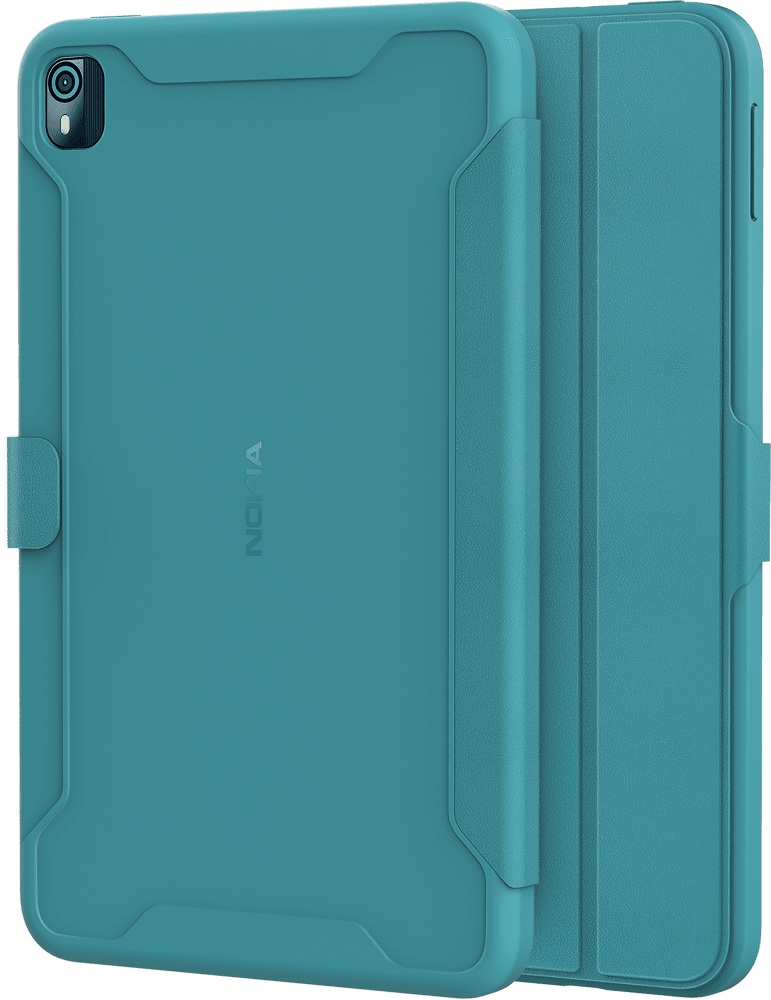 Enlarge Cyan Nokia T10 Flip Case from Front and Back
