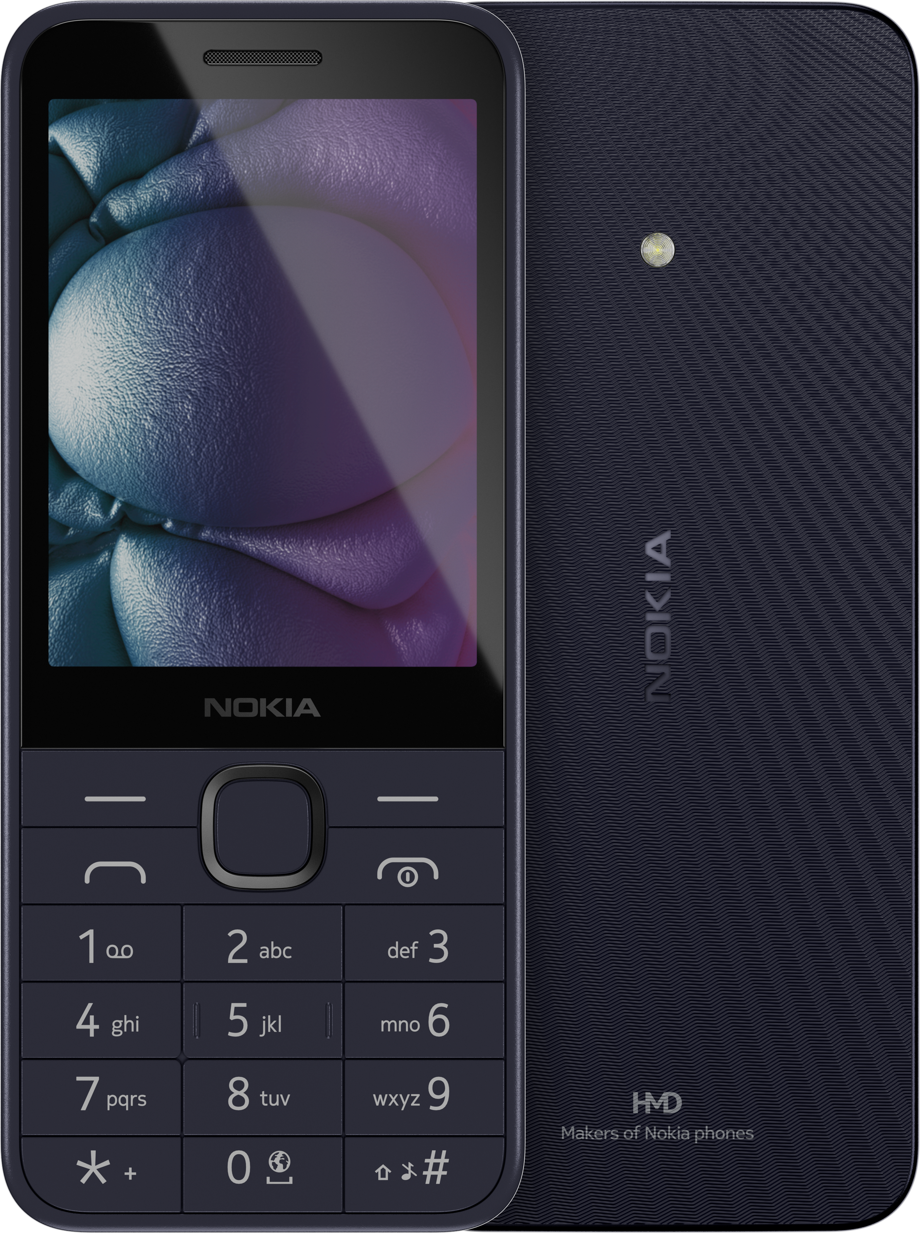 Dark Blue Nokia 215 4G (2024) from Front and Back