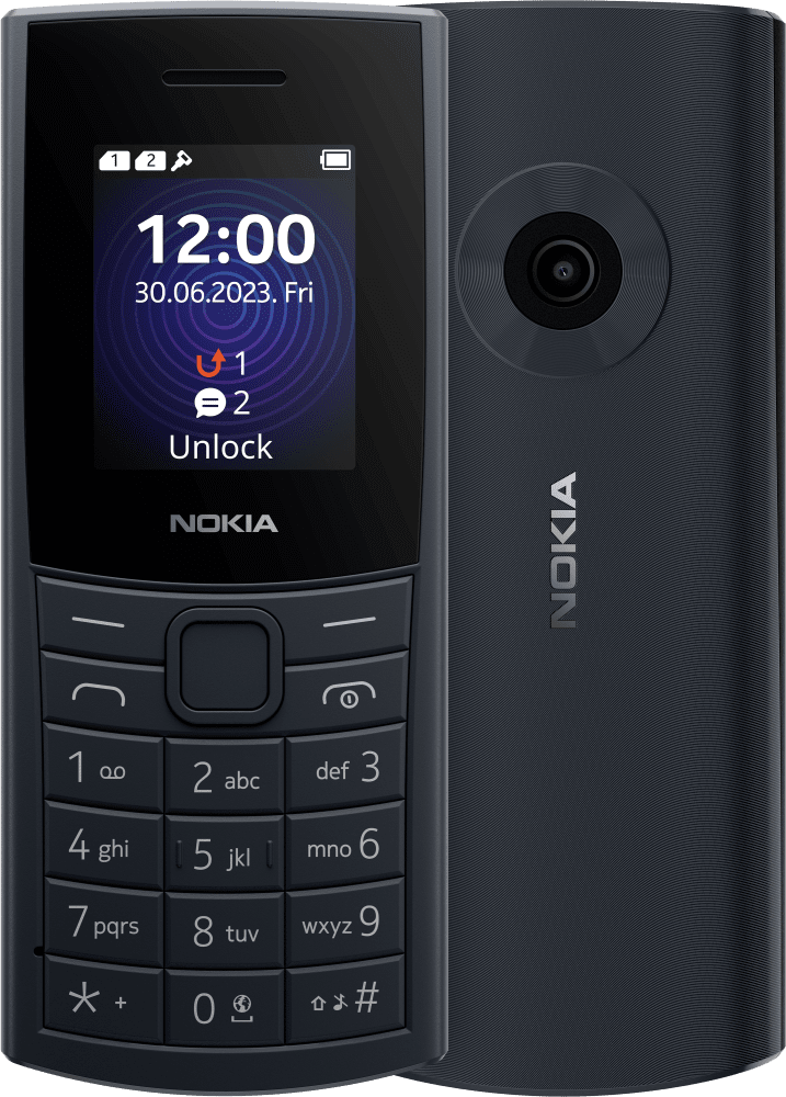 Enlarge Půlnoční modrá Nokia 110 4G (2023) from Front and Back