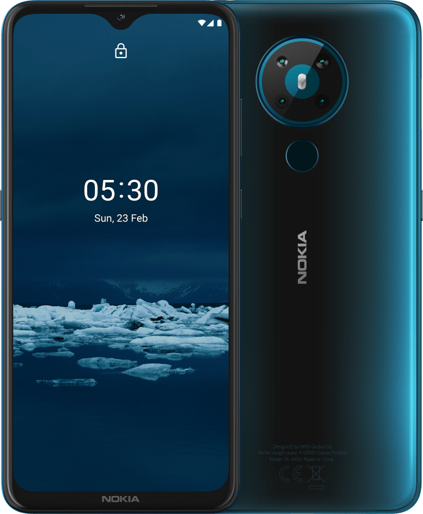 Enlarge Cyan Nokia 5.3 from Front and Back