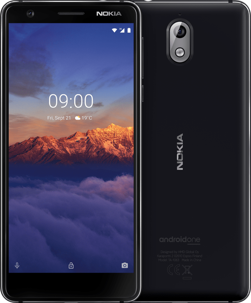 Enlarge Black Nokia 3.1 from Front and Back