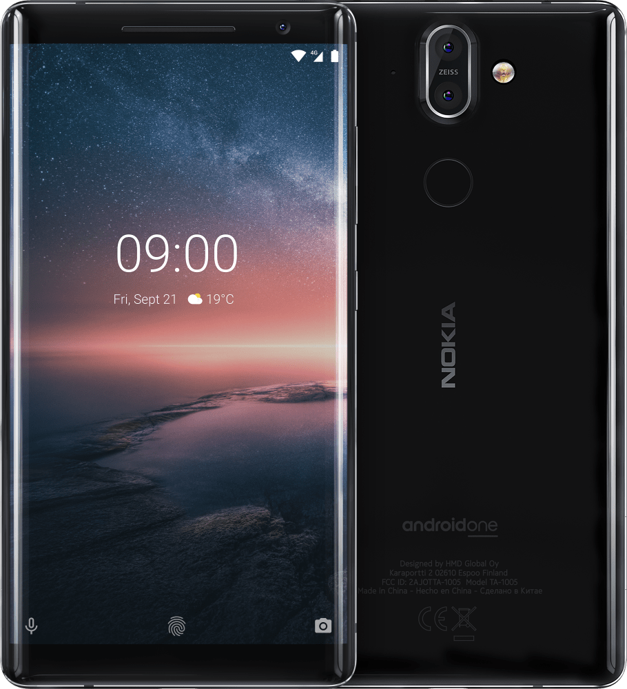 Enlarge أسود Nokia 8 Sirocco from Front and Back