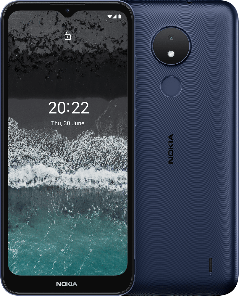 Enlarge Azul oscuro Nokia C21 from Front and Back