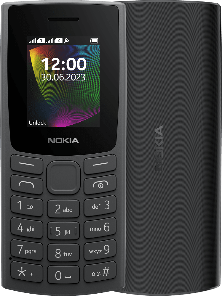 Enlarge Charcoal Nokia 106 (2023) from Front and Back