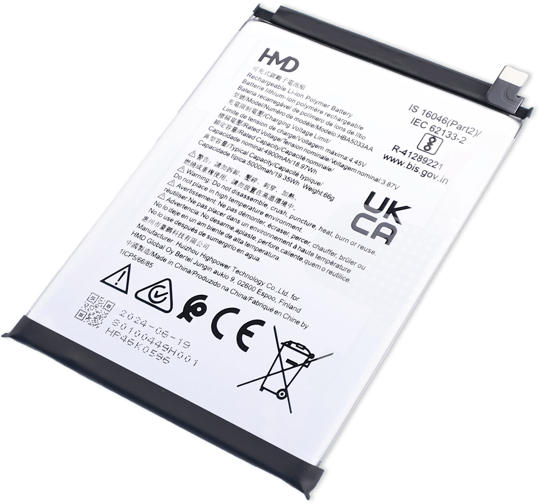Black HMD Fusion 5G Battery from Front and Back