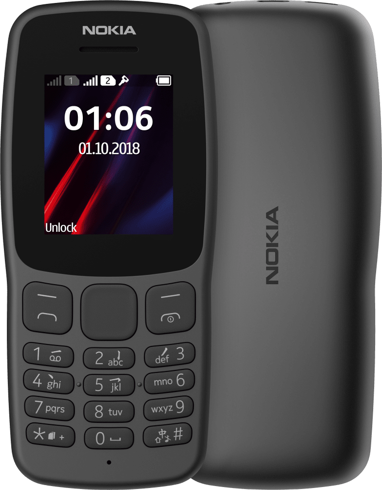 Enlarge Grey Nokia 106 from Front and Back