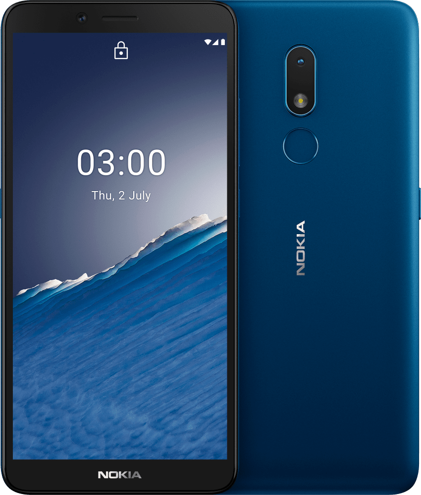 Enlarge Biru Nokia C3 from Front and Back