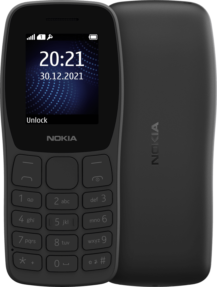 Enlarge Charcoal Nokia 105 Africa Edition from Front and Back