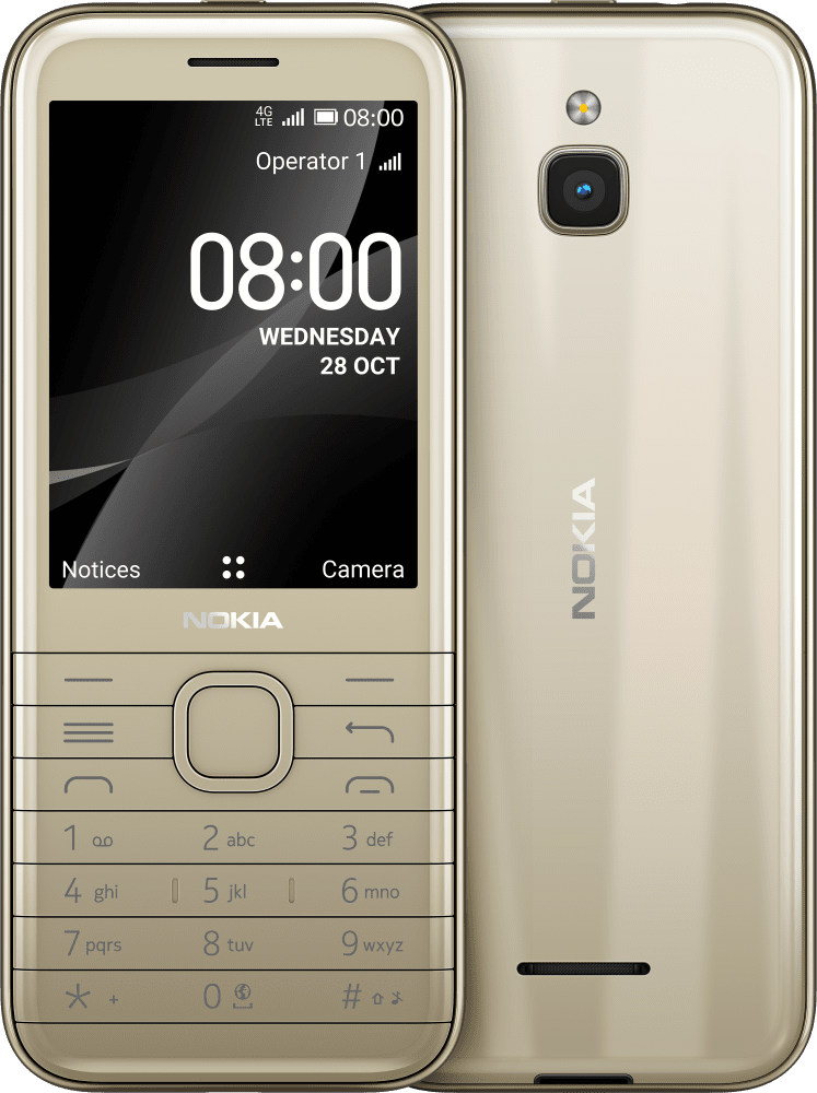 Enlarge Gold Nokia 8000 4G from Front and Back