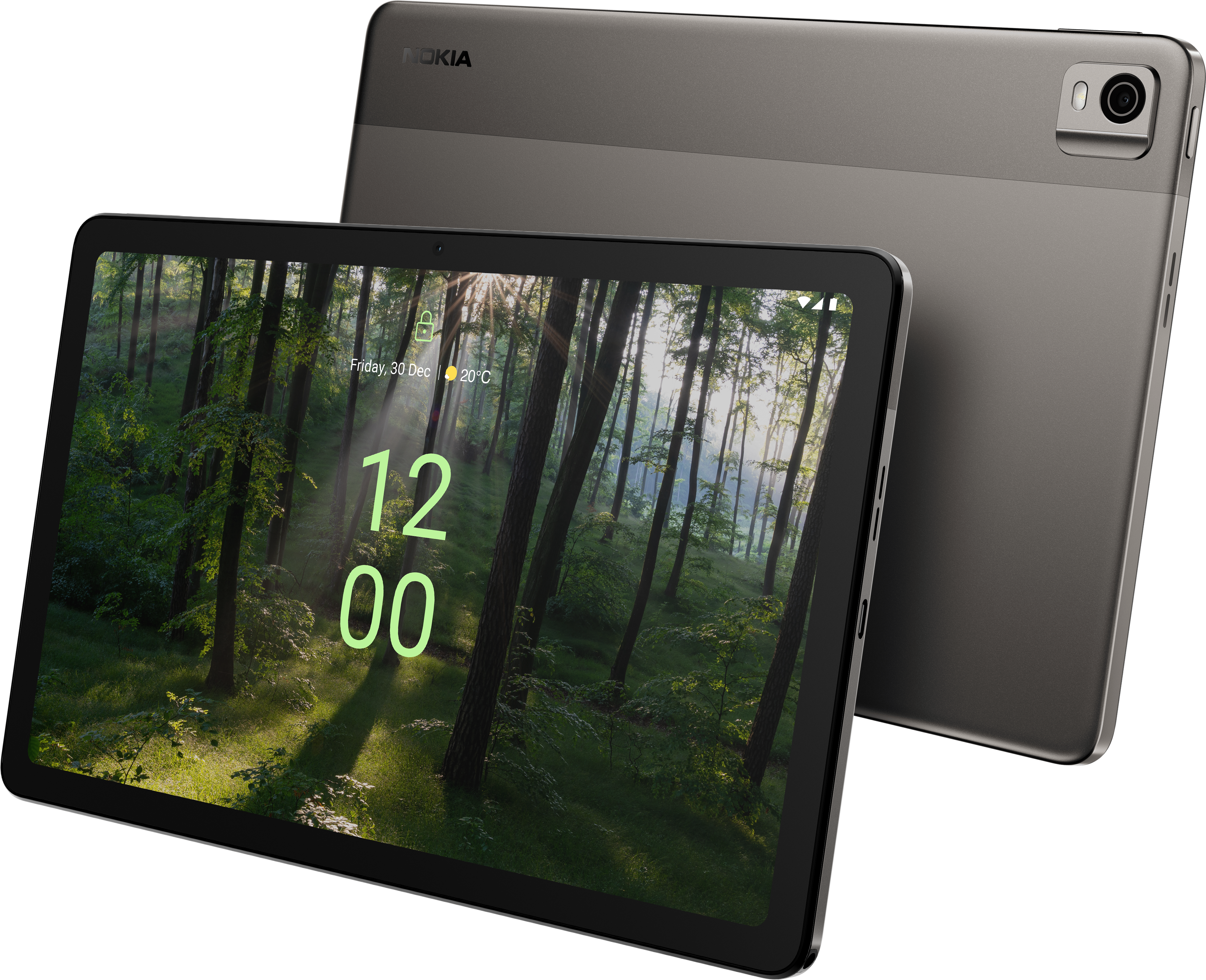 Charcoal Grey Nokia T21 from Front and Back