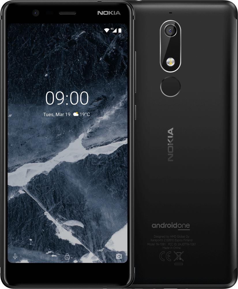 Enlarge Черен Nokia 5.1 from Front and Back