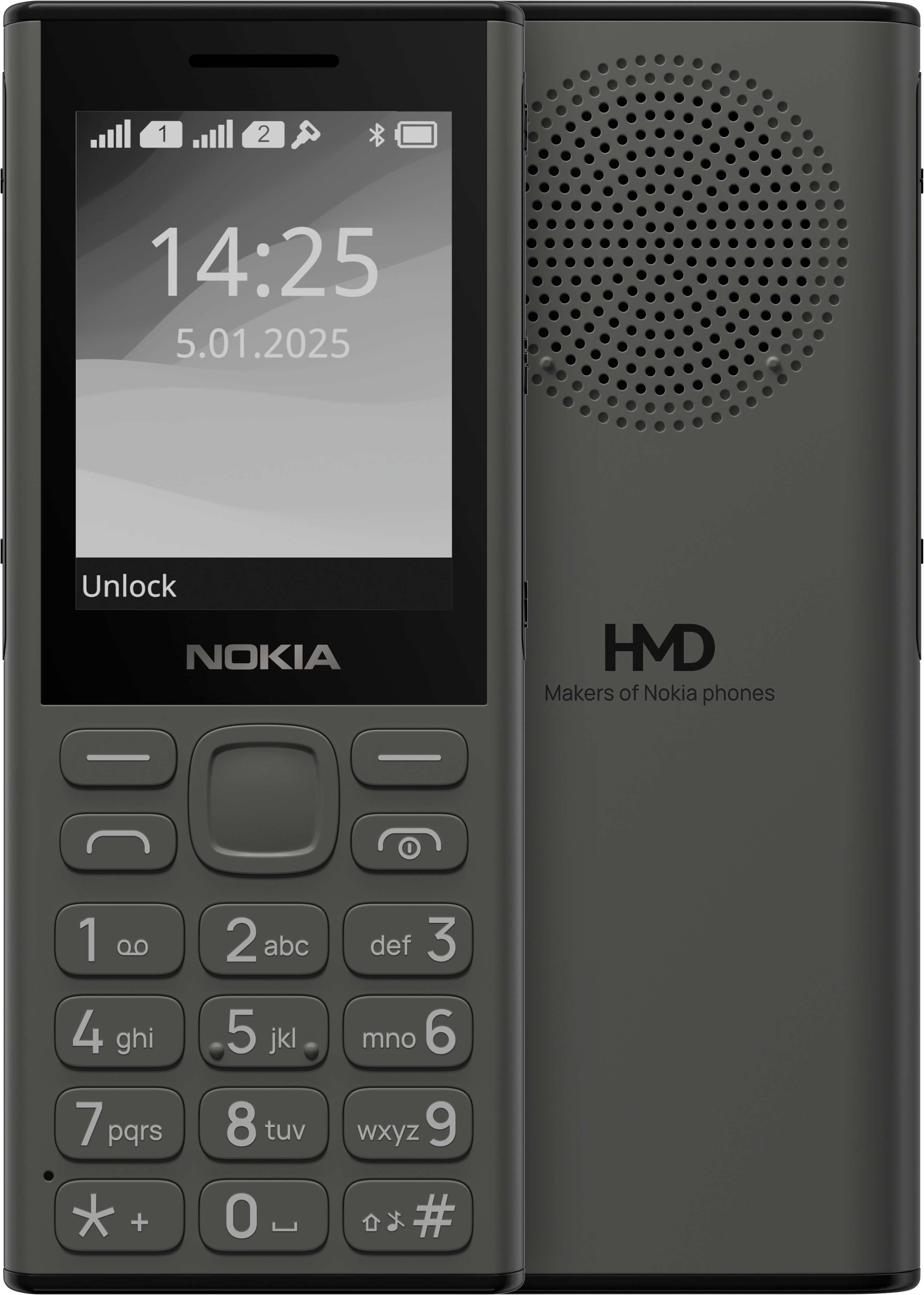 Dark Grey Nokia 130 Music from Front and Back