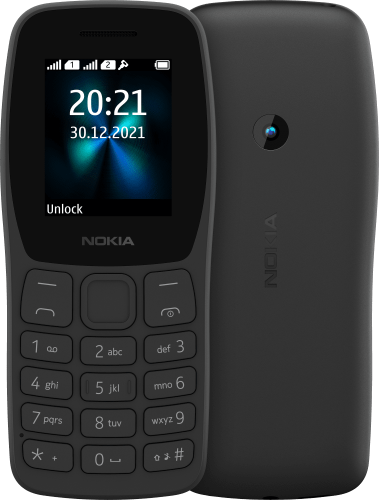 Enlarge Charcoal Nokia 110 (2022) from Front and Back