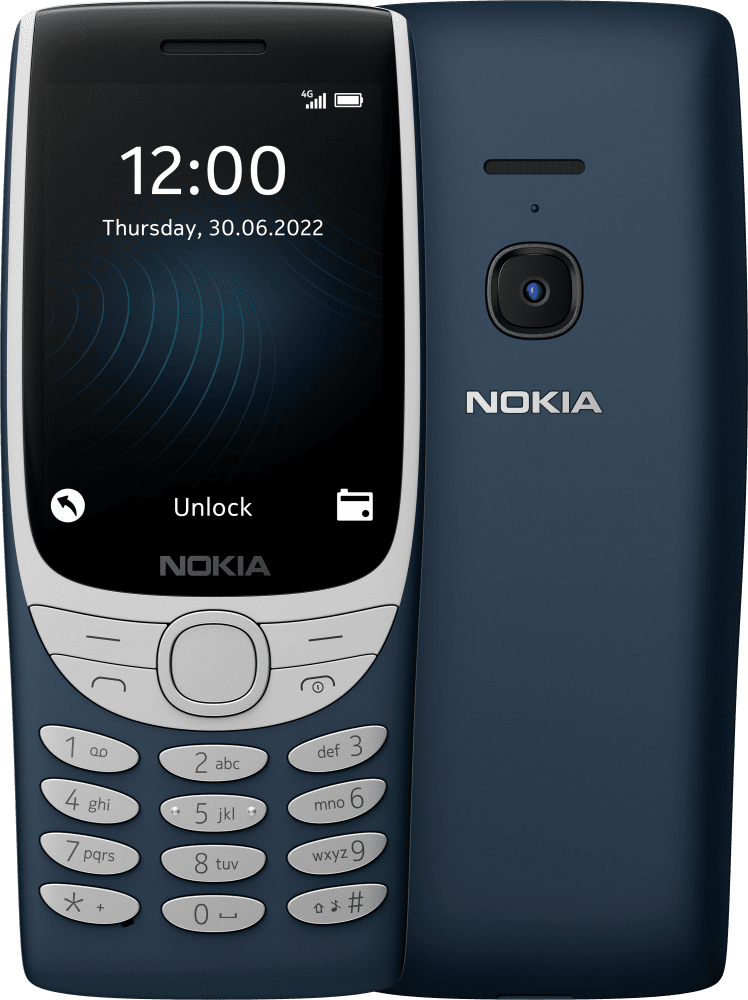 Enlarge Sötétkék Nokia 8210 4G from Front and Back