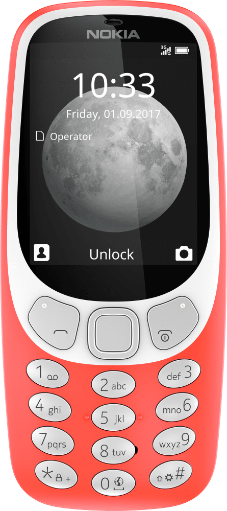Rot Nokia 3310 3G von Vorderseite vergrößern