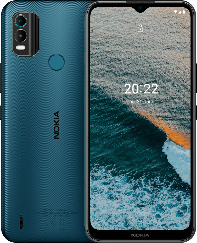 Enlarge Темно-блакитний Nokia C21 Plus from Front and Back