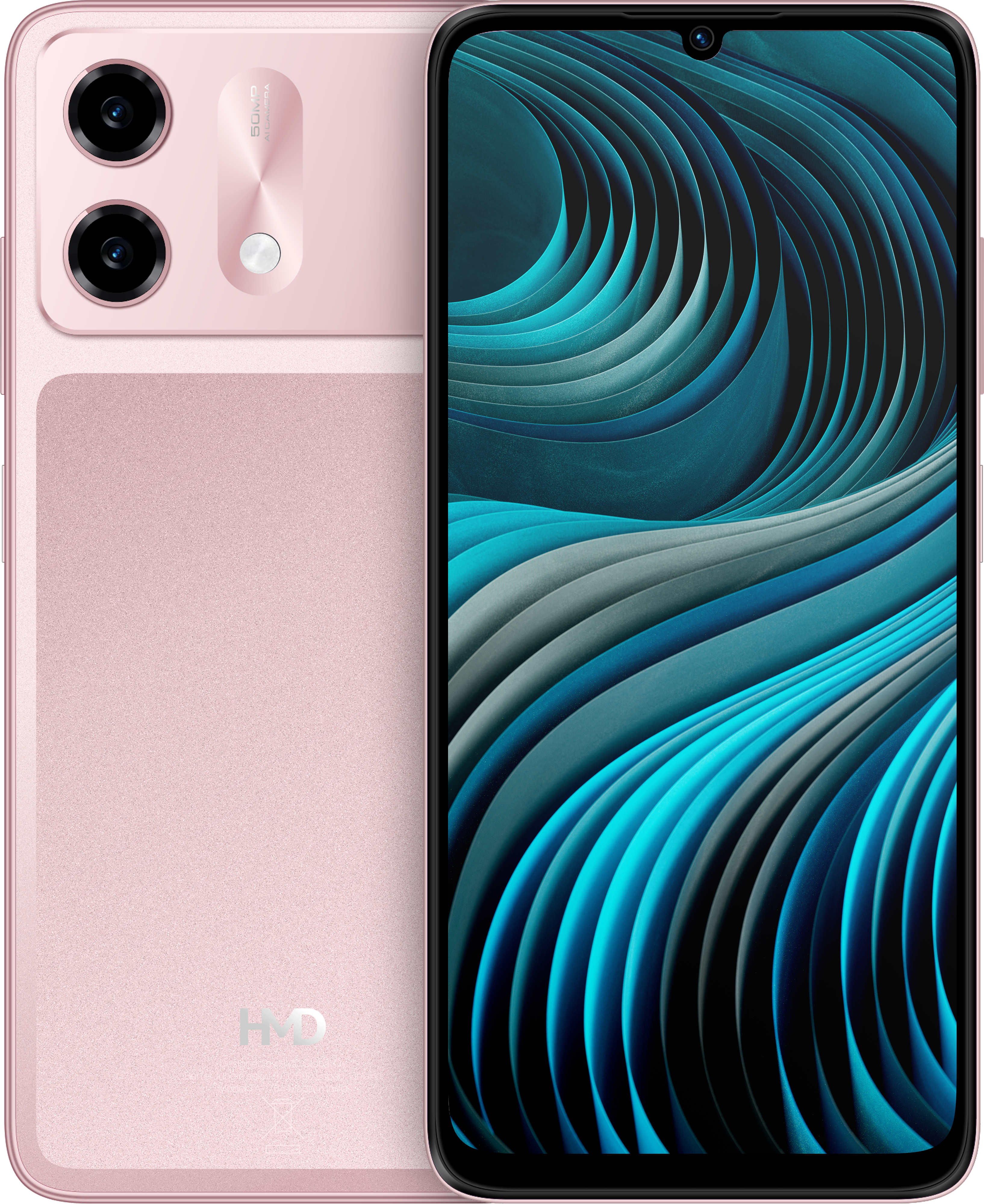 Peach Pink HMD Vibe2 5G from Front and Back