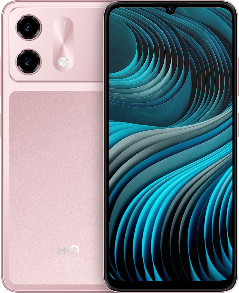 Peach Pink HMD Vibe2 5G from Front and Back