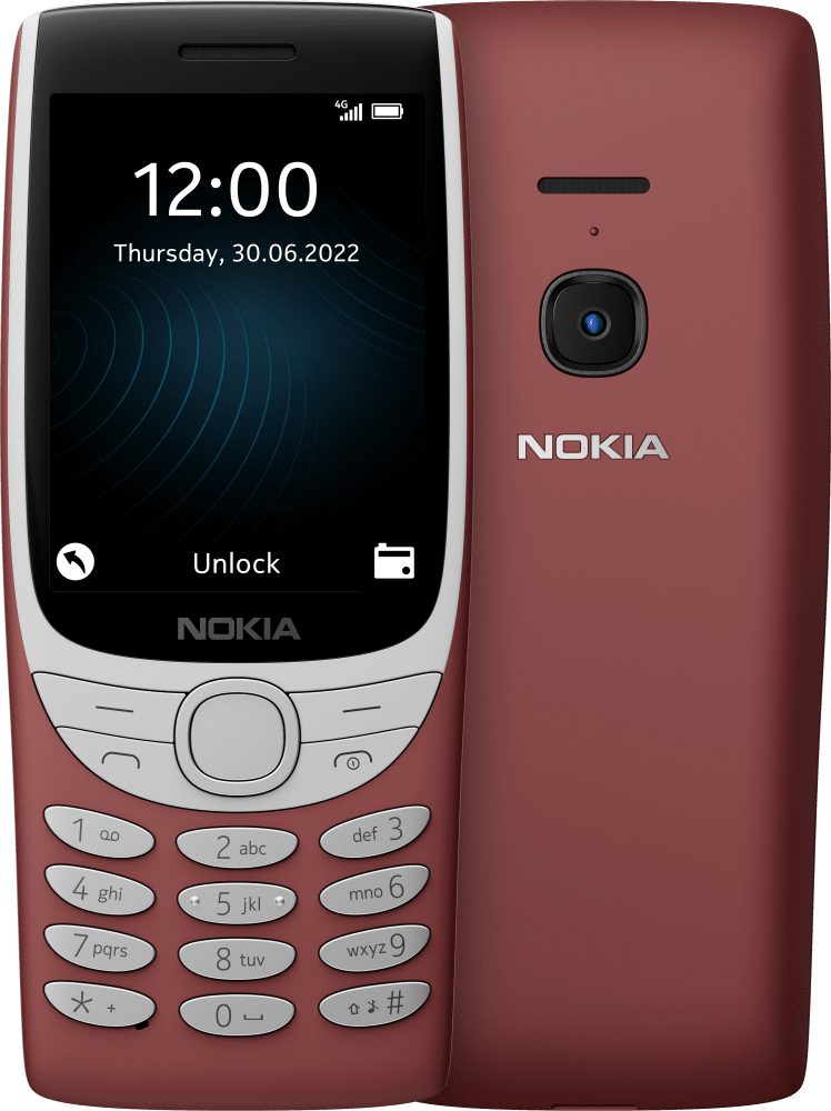 Enlarge Red Nokia 8210 4G from Front and Back