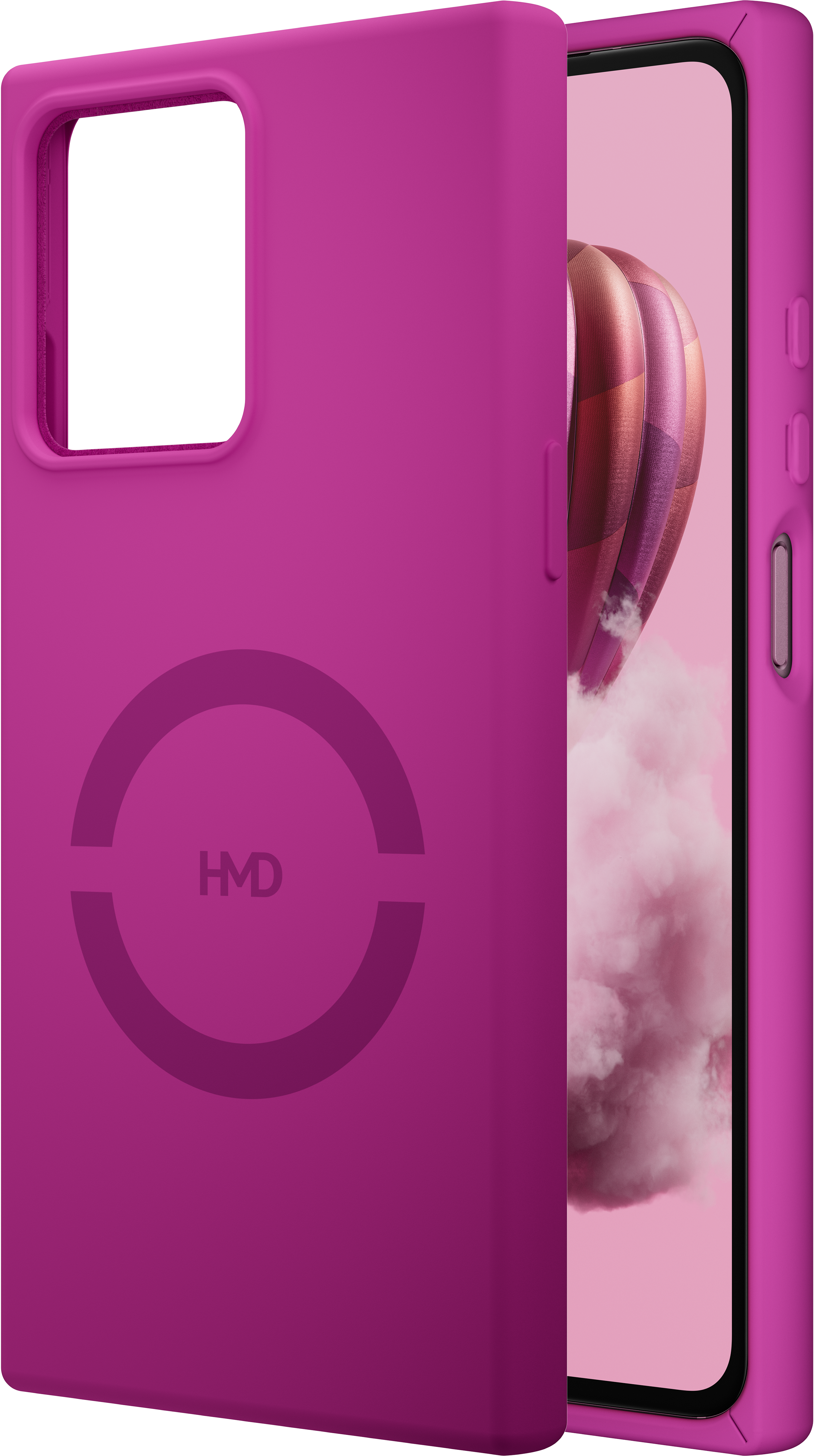 Neon Pink Skyline Case from Front and Back