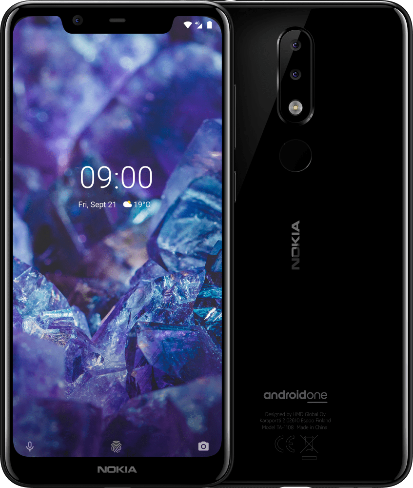 Enlarge Black Nokia 5.1 Plus from Front and Back