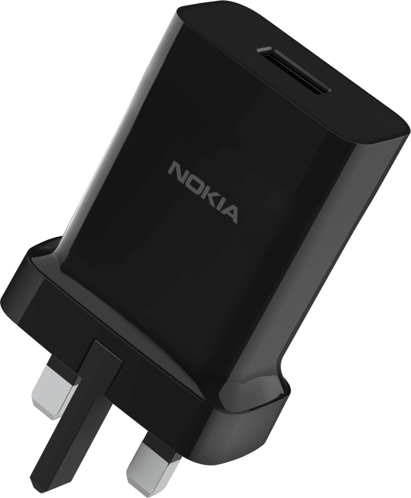 Enlarge Black Nokia 18W Wall Charger UK from Front and Back
