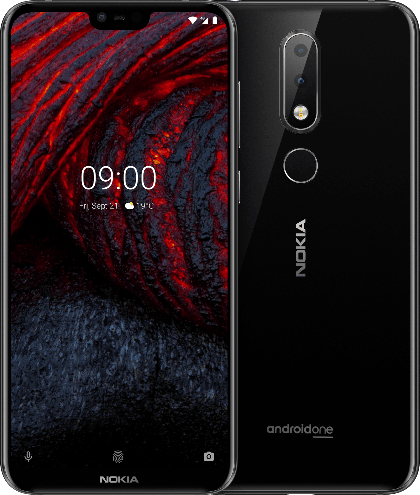 Enlarge Màu đen Nokia 6.1 Plus from Front and Back