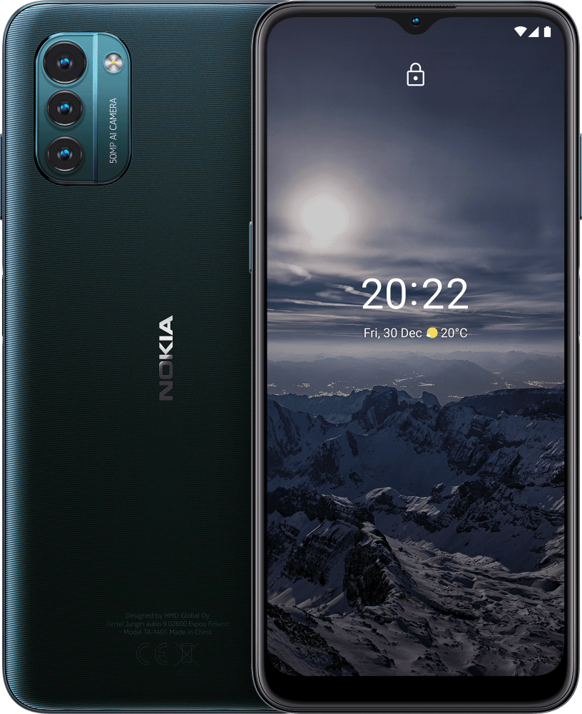 Enlarge Nordijsko modra Nokia G21 from Front and Back