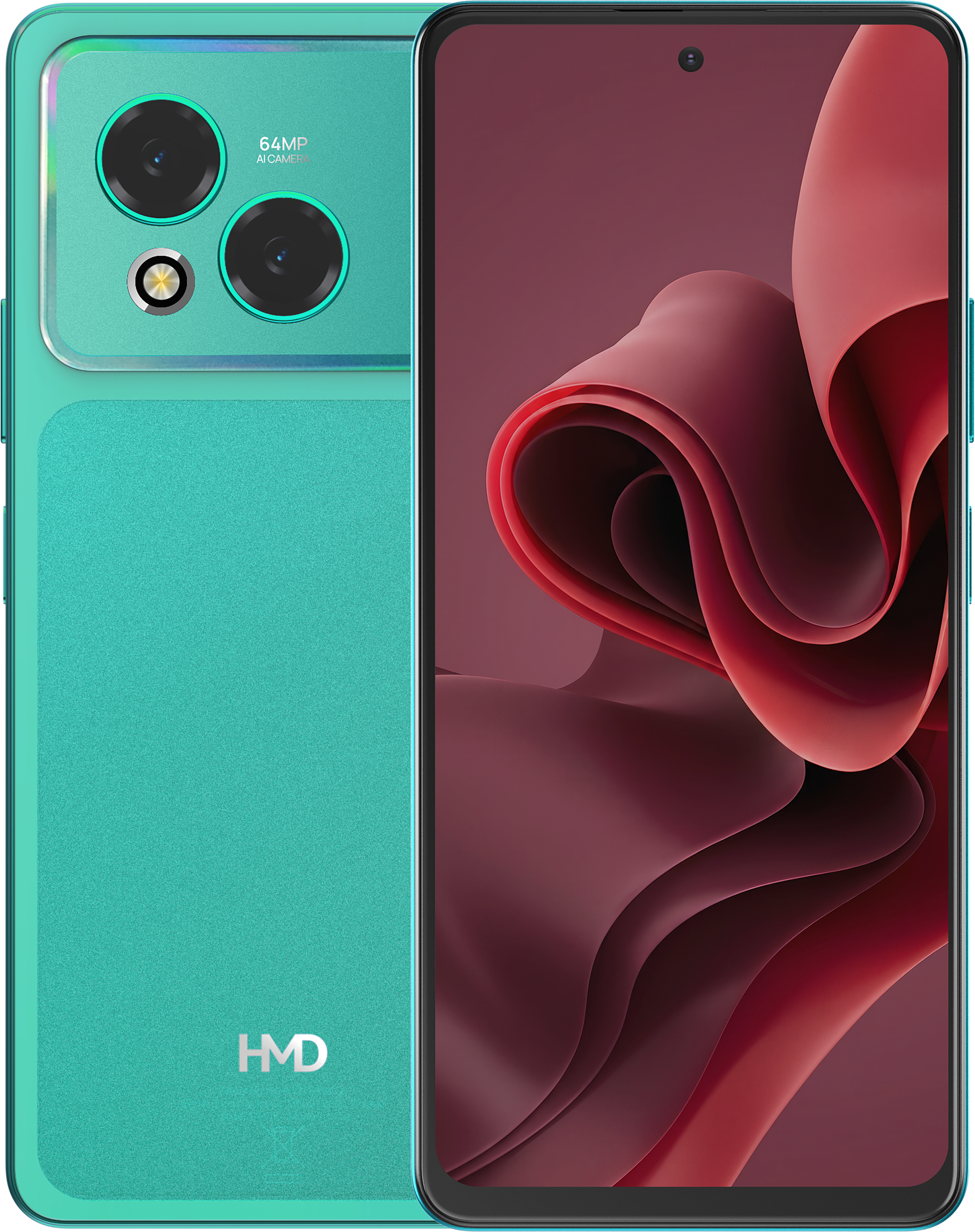 Aqua Green HMD Vibe2 Pro 5G from Front and Back