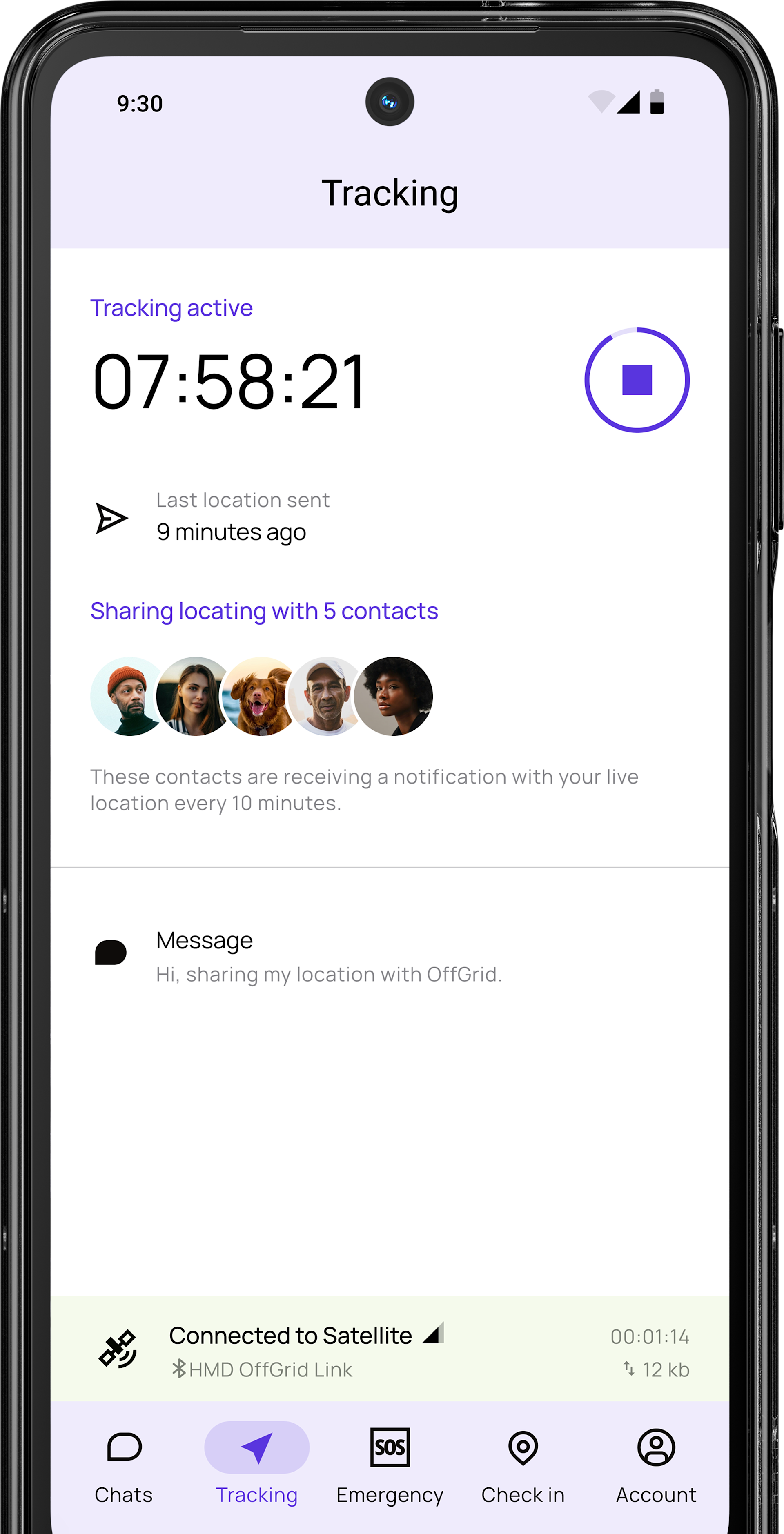 HMD OffGrid with location sharing