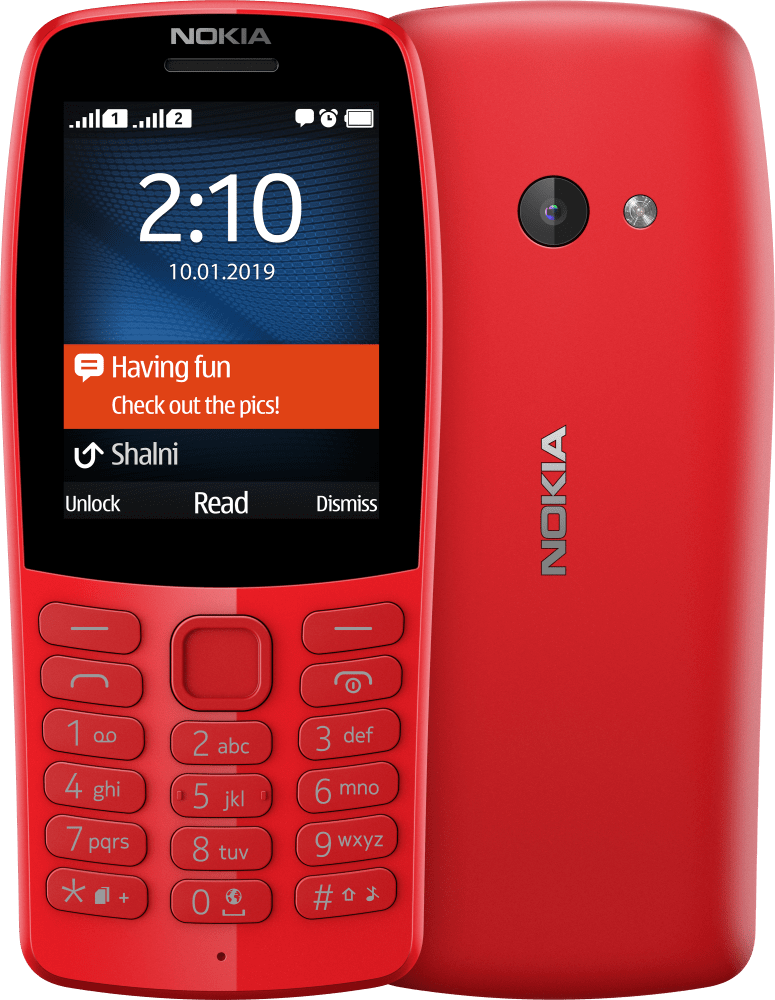 Enlarge Red Nokia 210 from Front and Back