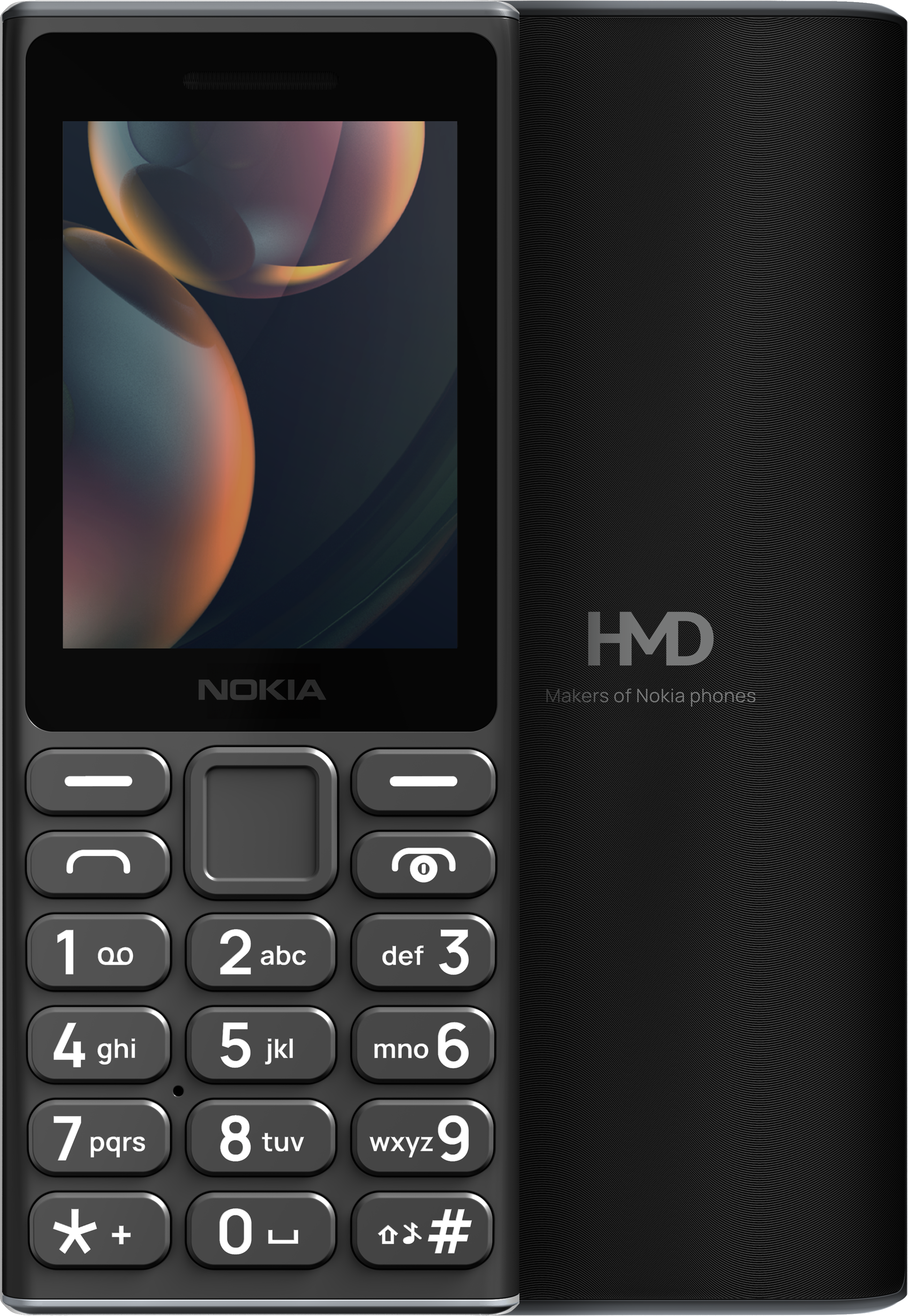 Black Nokia 108 4G (2024) from Front and Back