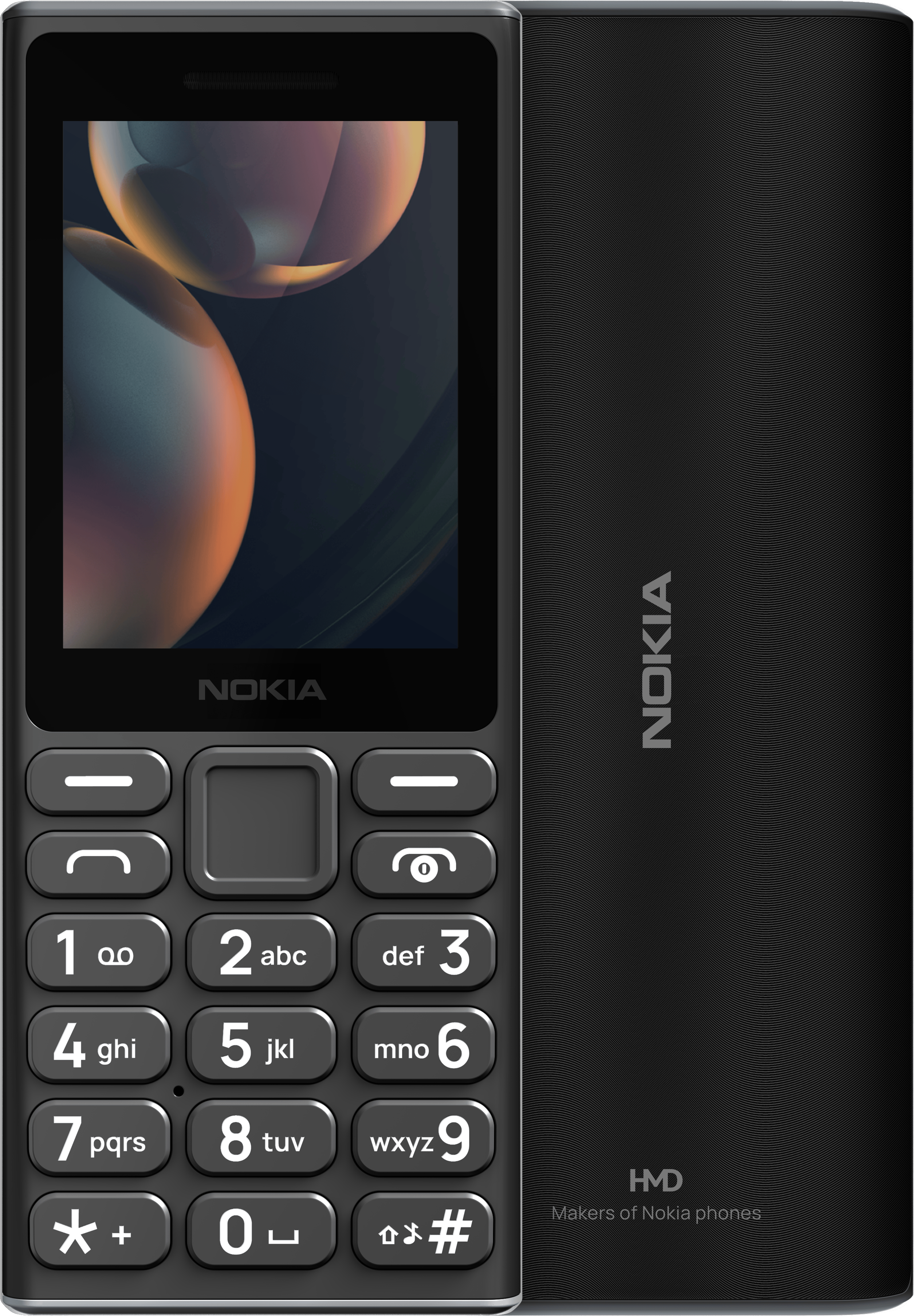 Enlarge Black Nokia 108 4G from Front and Back