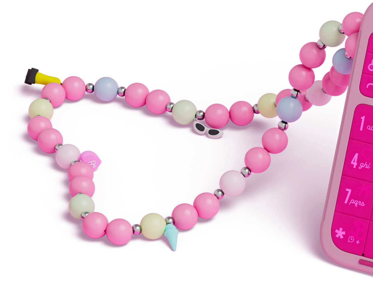The HMD Barbie Phone with beaded lanyard