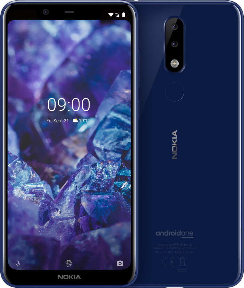 Enlarge Син Nokia 5.1 Plus from Front and Back