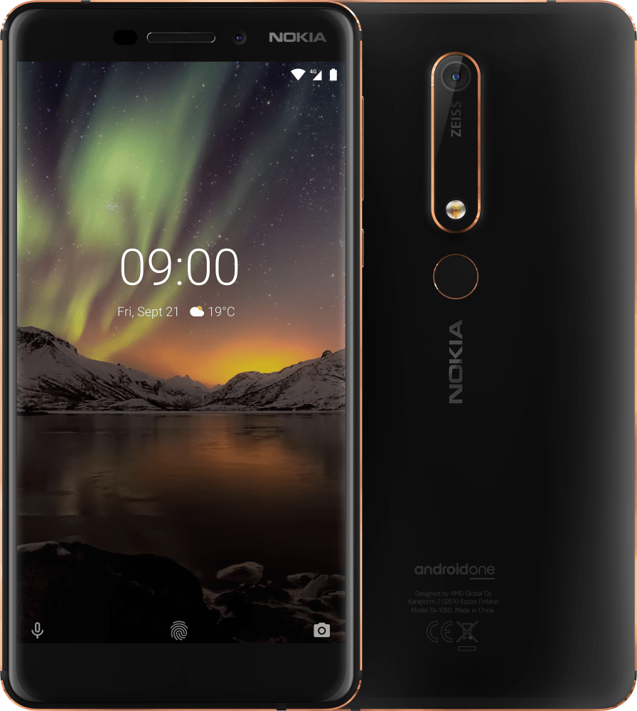 Enlarge Fekete Nokia 6.1 from Front and Back